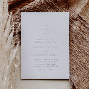 Invitation En Aluminium Mariage Formel Monogramme Délicat en Feuille d'Arg