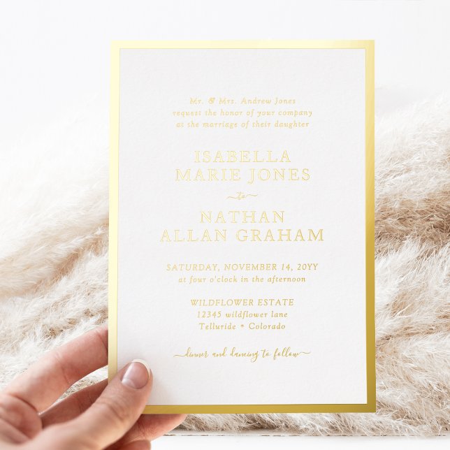 Invitation En Aluminium Mariage Formel Or (Formal Gold Wedding Foil Invitation by Painted Paperie
)