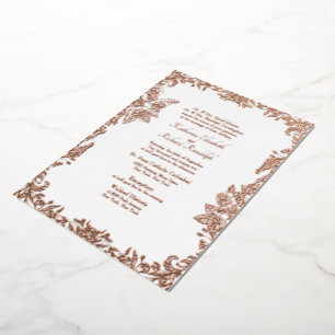 Invitation En Aluminium Mariage Formel Vintage Or Rose Deux Parents