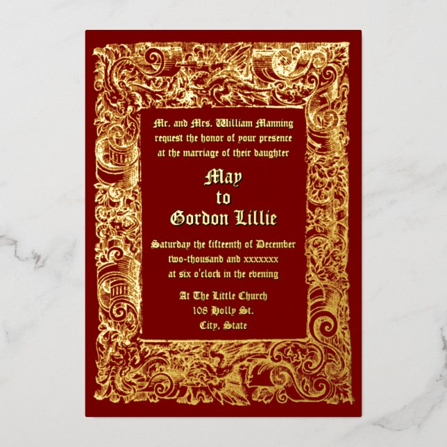 Invitation En Aluminium Mariage frontalier de la Renaissance médiévale (Recto)