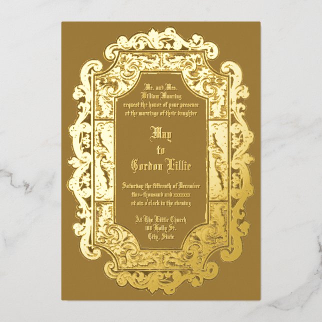 Invitation En Aluminium Mariage frontalier de l'époque victorienne 1850 (Recto)