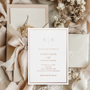 Invitation En Aluminium Mariage frontalier minimal et chic   Or Rose