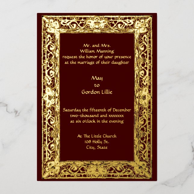 Invitation En Aluminium Mariage frontière persan vintage (Recto)