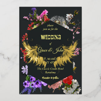 Invitation En Aluminium Mariage géométrique floral coloré romantique