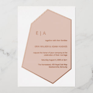 Invitation En Aluminium Mariage géométrique Gem Dusty Rose Gold Foil