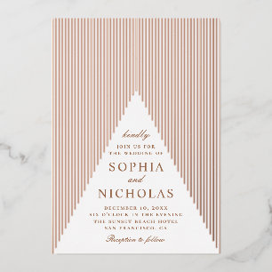 Invitation En Aluminium Mariage géométrique or. Élégant moderne hivernal