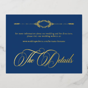 Invitation En Aluminium Mariage gothique à l'ancienne orné de bleu et d'or