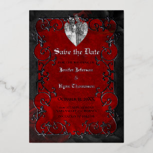 Invitation En Aluminium Mariage gothique halloween enregistrer la date inv