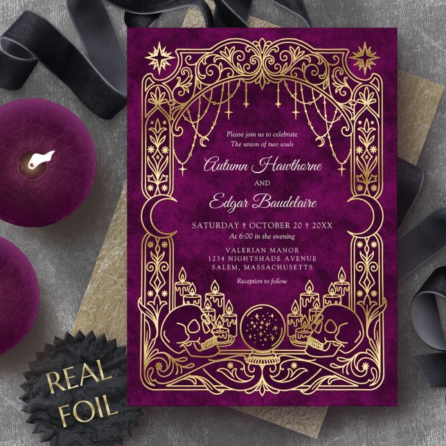 Invitation En Aluminium Mariage gothique Halloween Tarot (Créateur téléchargé)