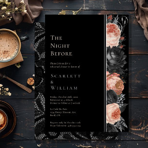 Invitation En Aluminium Mariage gothique vintage noir FOIL la veille