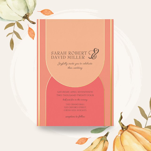 Invitation En Aluminium Mariage Gras Minimal Arch Peach Fuzz  (Créateur téléchargé)