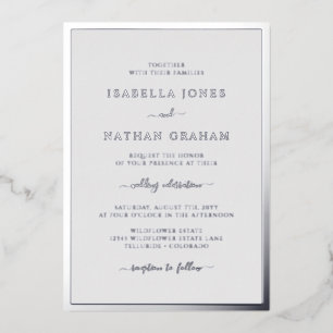 Invitation En Aluminium Mariage gris argenté