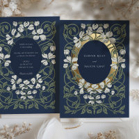 Mariage inspiré de l'Art nouveau bleu marine