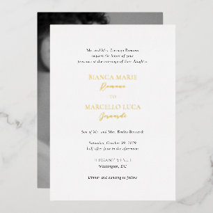 Invitation En Aluminium Mariage intemporel noir et blanc classique