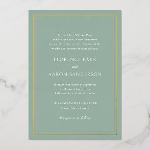 Invitation En Aluminium Mariage intemporel traditionnel Sage vert