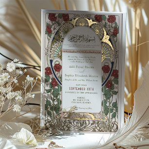 Invitation En Aluminium Mariage islamique de Bourgogne Art Nouveau Mucha