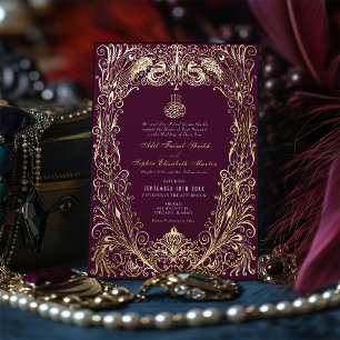 Invitation En Aluminium Mariage islamique de prune violette ottomane turc