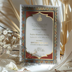Invitation En Aluminium Mariage Islamique Or en feuille dorée Musulmane