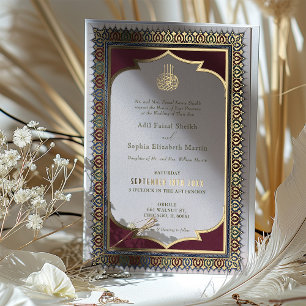 Invitation En Aluminium Mariage Islamique Violet Or Islamique Prune