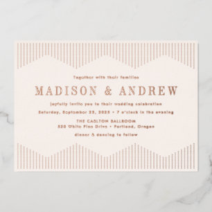 Invitation En Aluminium Mariage ivoire et Rose or pointillé
