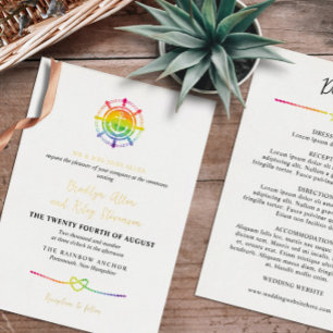 Invitation En Aluminium Mariage LGBT NaVAL Aquarelle Arc-en-ciel 2 en 1