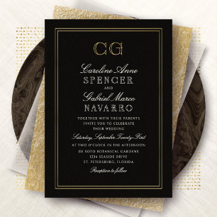 Invitation En Aluminium Mariage Luxe Monogramme Tenue de Soirée