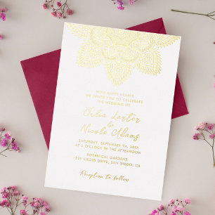 Invitation En Aluminium Mariage Luxueux Métallisé Pailleté Géométrique