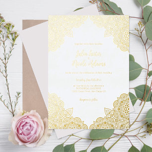 Invitation En Aluminium Mariage Luxueux Métallisé Pailleté Géométrique