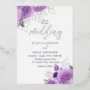 Invitation En Aluminium Mariage magique à huile violet et argent