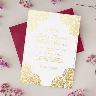 Invitation En Aluminium Mariage Mandala en marbre de corail rouge et bleu