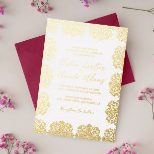 Invitation En Aluminium Mariage Mandala Géométrique Esthétique Luxueux