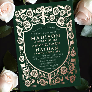 Invitation En Aluminium Mariage médiéval du bouclier d'épée verte