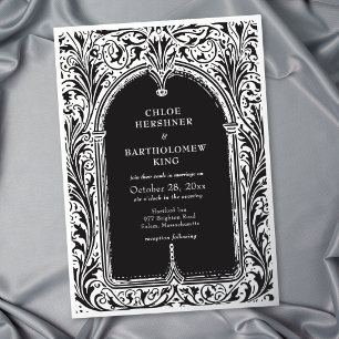 Invitation En Aluminium Mariage médiéval gothique noir argenté