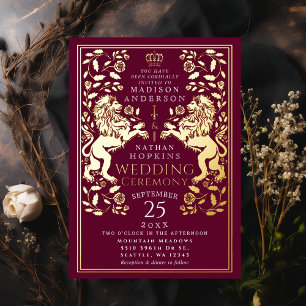 Invitation En Aluminium Mariage Médiéval Royal Lion