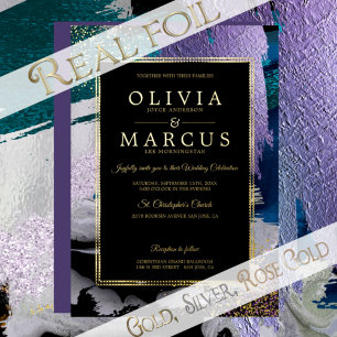 Invitation En Aluminium Mariage   Métallurgique Peacock Turquoise Brosses