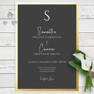 Invitation En Aluminium Mariage minimal moderne noir