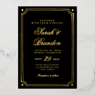Invitation En Aluminium Mariage Minimaliste à Couleur Unie Chaude et Écrit