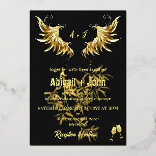 Invitation En Aluminium Mariage minimaliste à feuille d'aile de Wing or cl