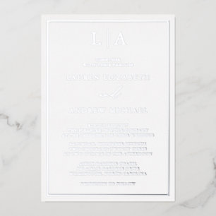 Invitation En Aluminium Mariage minimaliste avec bordure de monogramme en