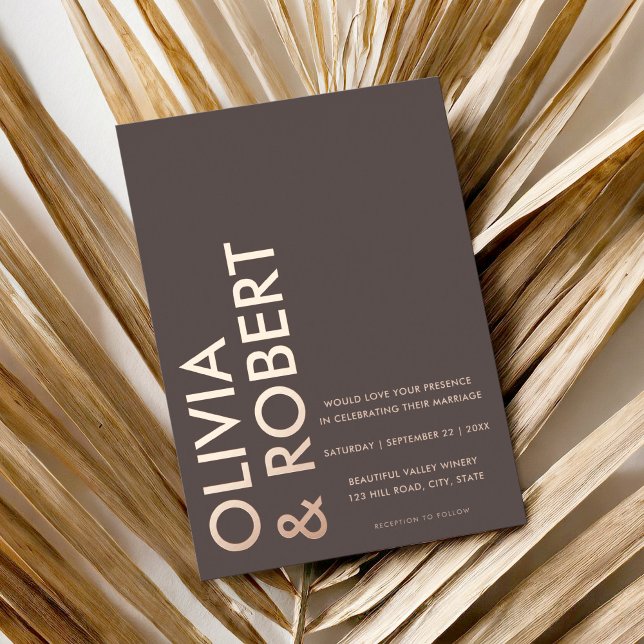 Invitation En Aluminium Mariage minimaliste Brown moderne (Créateur téléchargé)