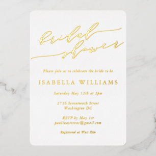 Invitation En Aluminium Mariage Minimaliste Classique Script Doré