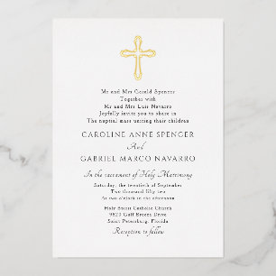 Invitation En Aluminium Mariage Minimaliste de Messe Catholique