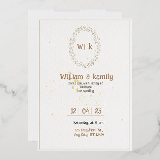 Invitation En Aluminium Mariage minimaliste élégant or et blanc