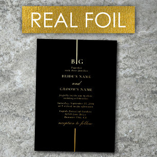 Invitation En Aluminium Mariage minimaliste en véritable feuille d'or Mono
