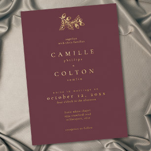 Invitation En Aluminium Mariage minimaliste feuille de chêne gland automne