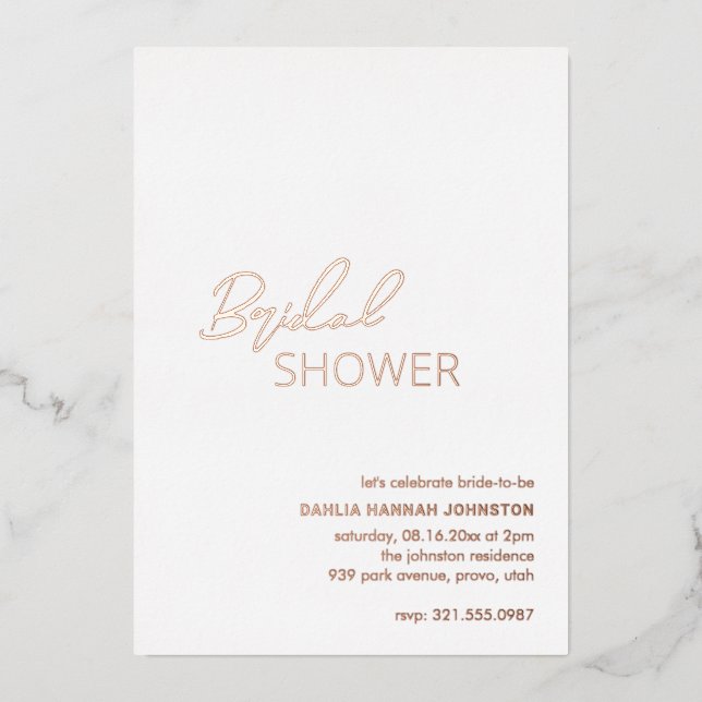 Invitation En Aluminium Mariage Minimaliste Moderne (Recto)