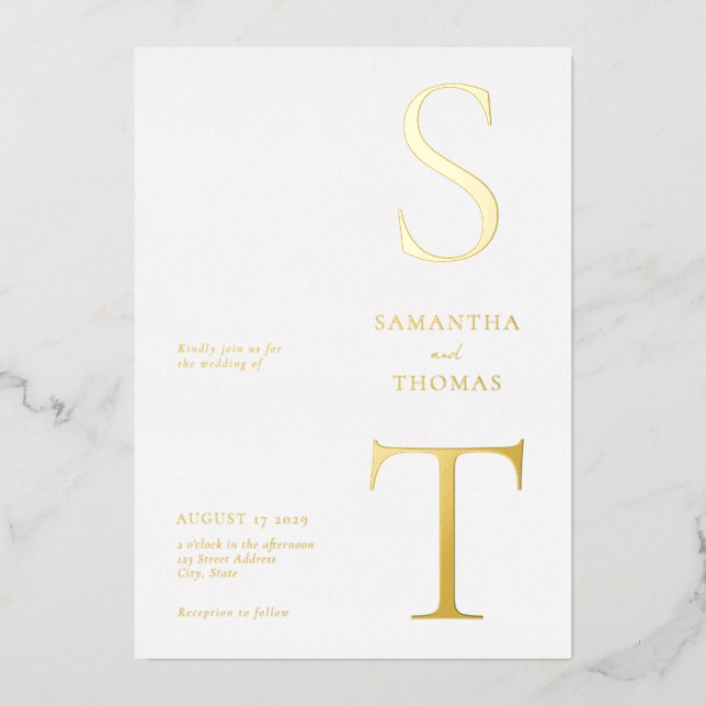 Invitation En Aluminium Mariage minimaliste moderne (Recto)