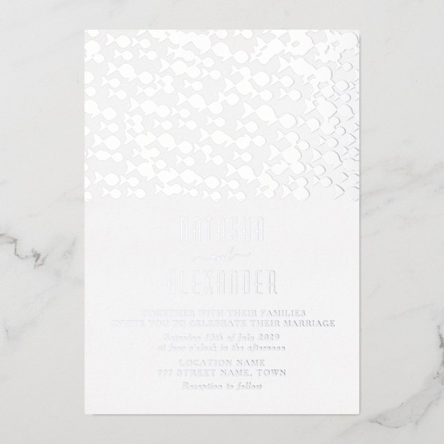 Invitation En Aluminium Mariage Minimaliste Moderne Argent (Recto)