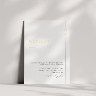 Invitation En Aluminium Mariage minimaliste moderne avec code QR or