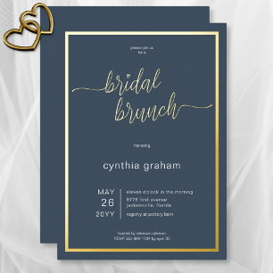 Invitation En Aluminium Mariage minimaliste moderne bleu opulent brunch